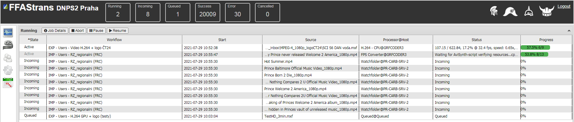 New jobs  in 'incoming' - but not assigned to transcode nodes.PNG