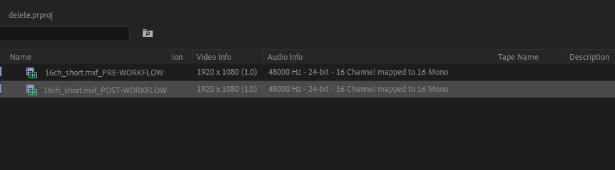 Encoding to MXF AVC-Intra results in no change to audio settings.